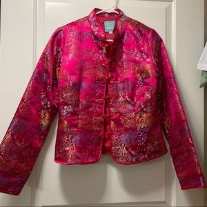 Old Navy oriental pink print jacket size M